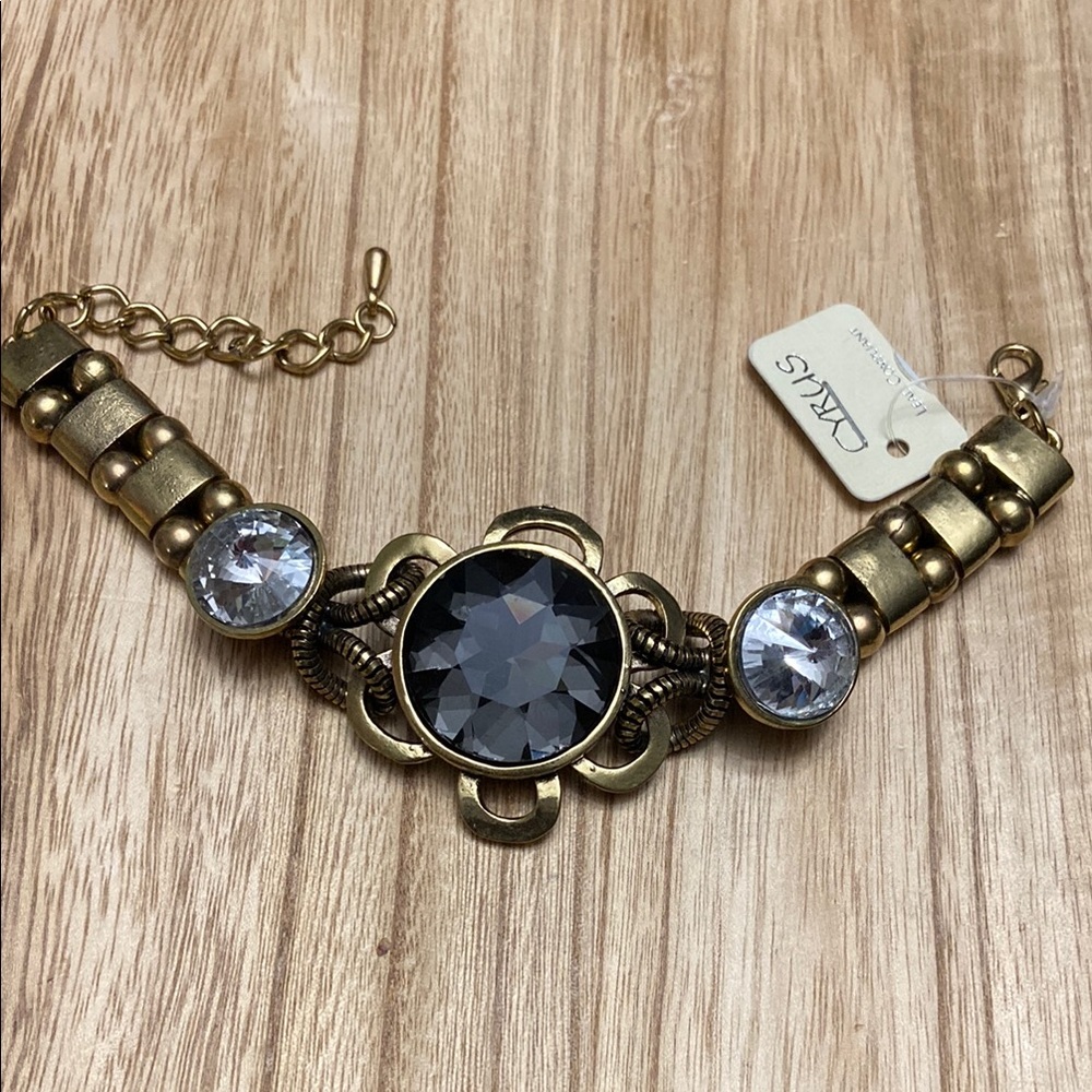 Cyrus Gold and Rhinestones Vintage-Inspired Bracelet